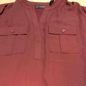 INK Maroon Short Sleeve Top Sz M